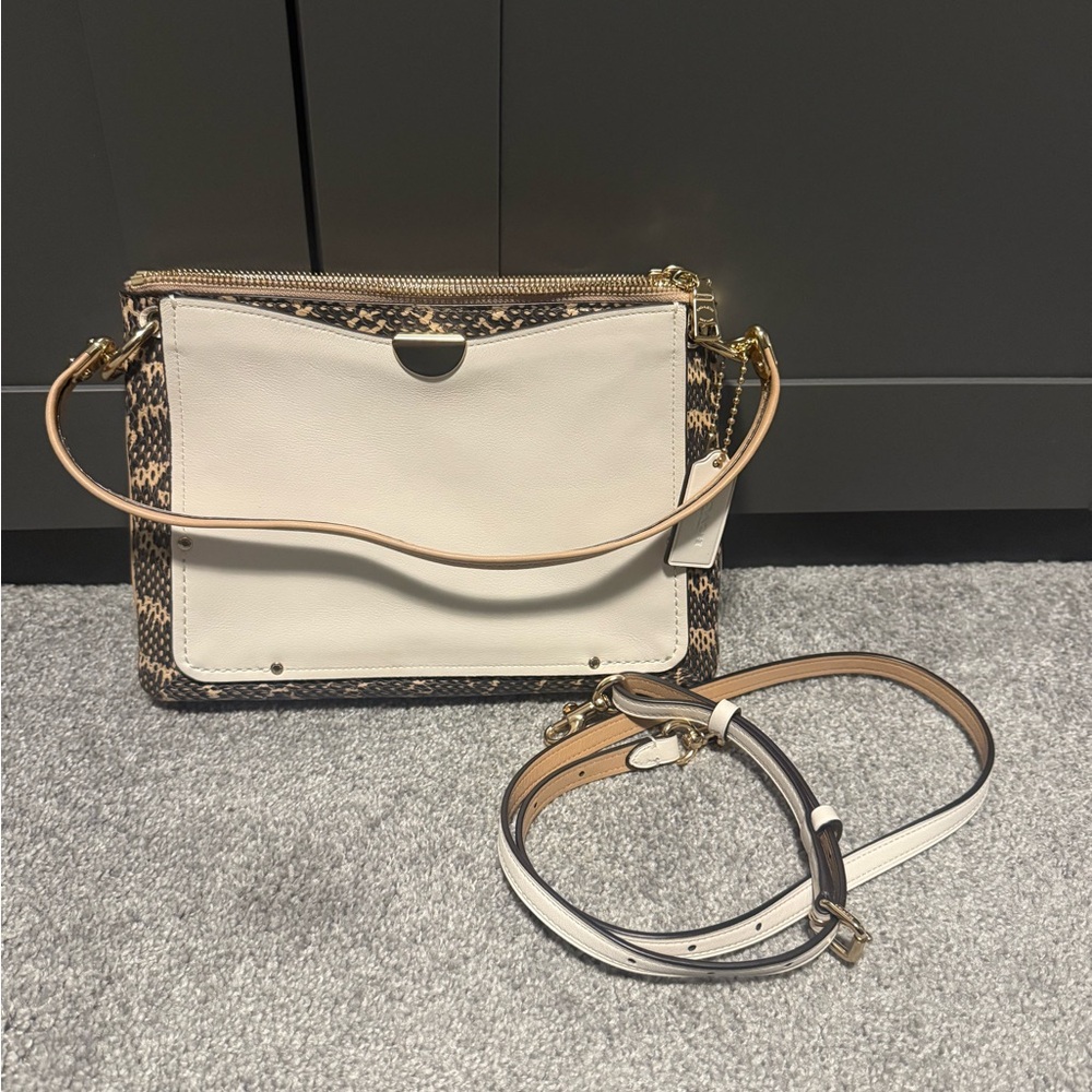 Cream and Tan Crossbody Bags with Gold Hardware
